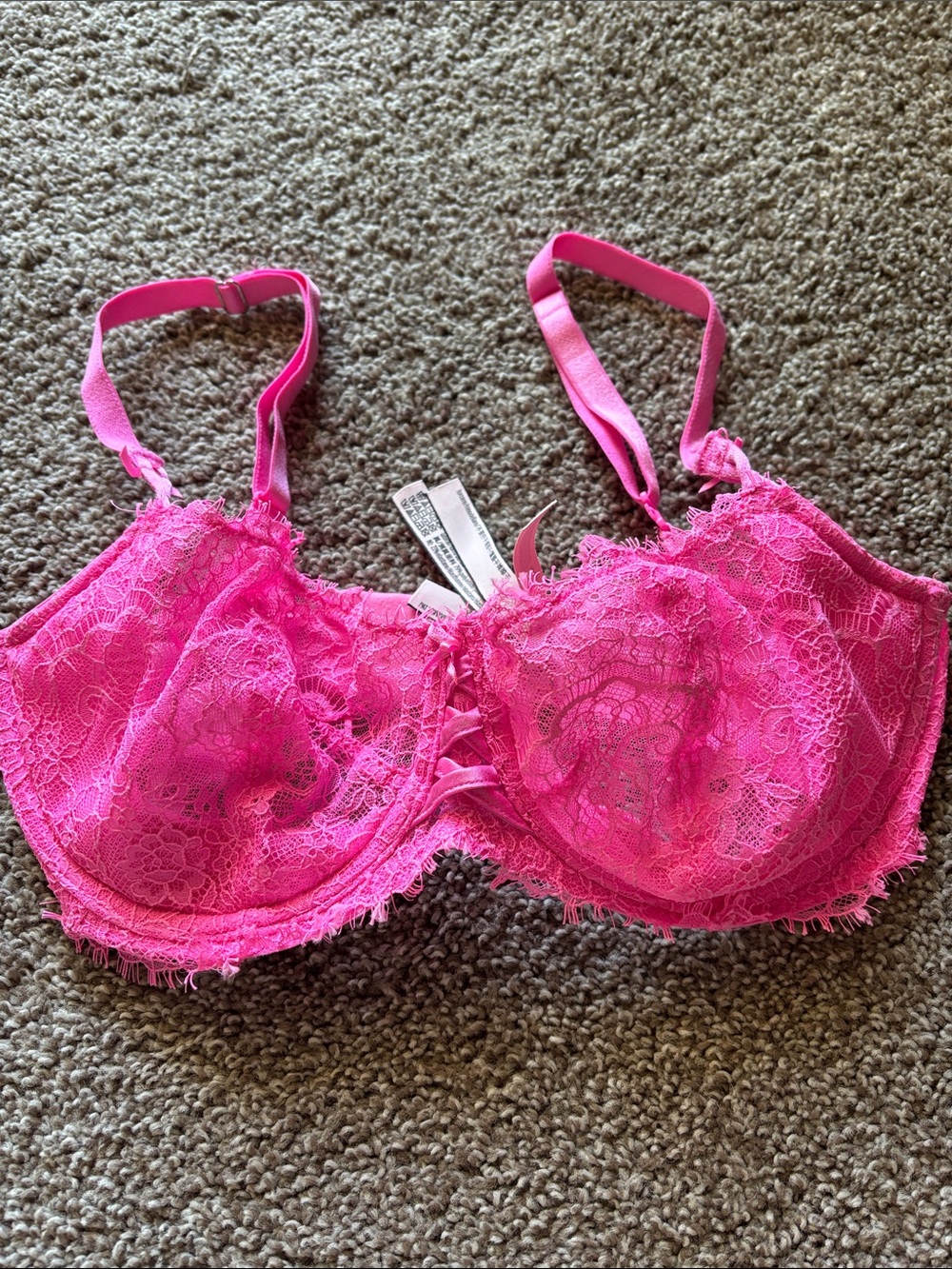 Victoria's Secret Hot Pink Lace Underwire Bra